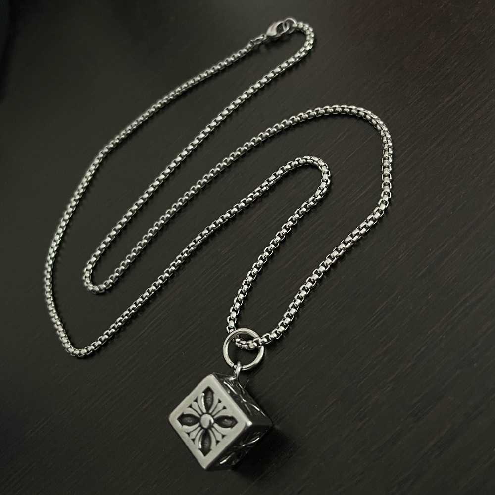 CH Style Silver Dice Chain Necklace